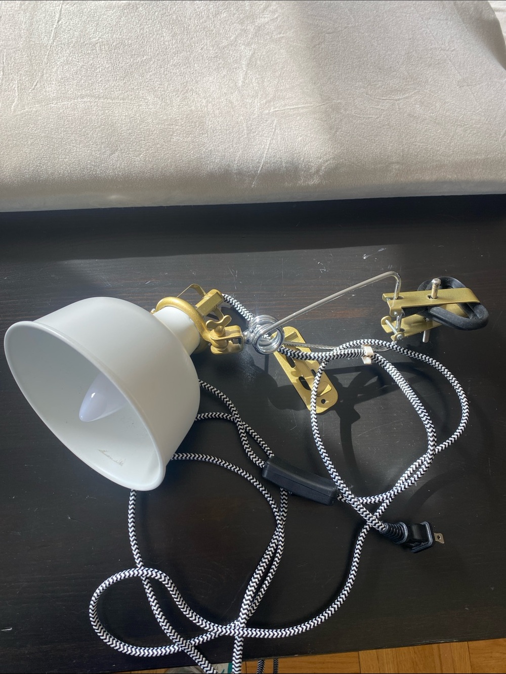 Adjustable Clamp-On or wall mount Table Lamp in White and Brass IKEA Ranarp